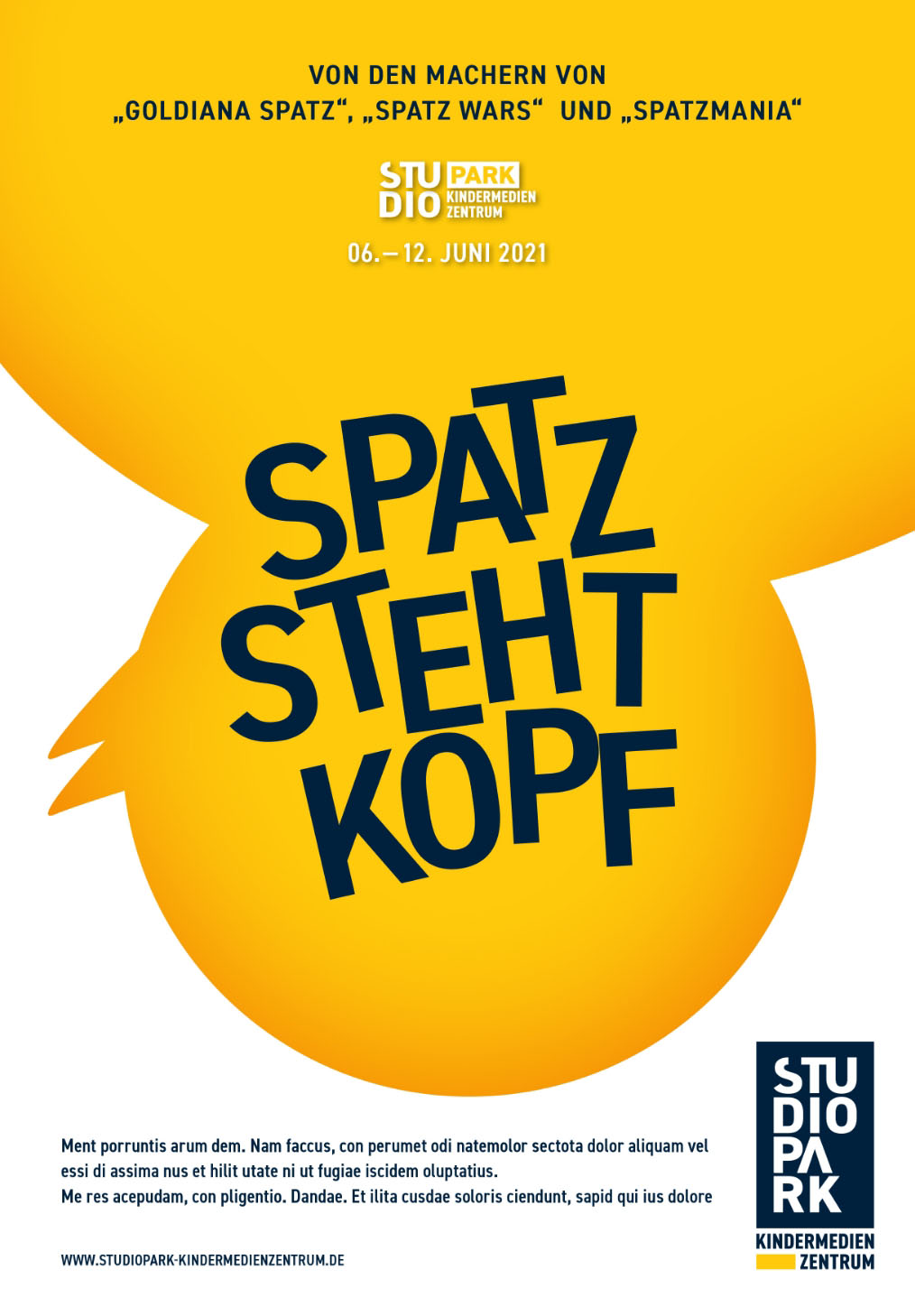 Poster announcing the Children Film Festival in Erfurt. Featuring the festival's mascot