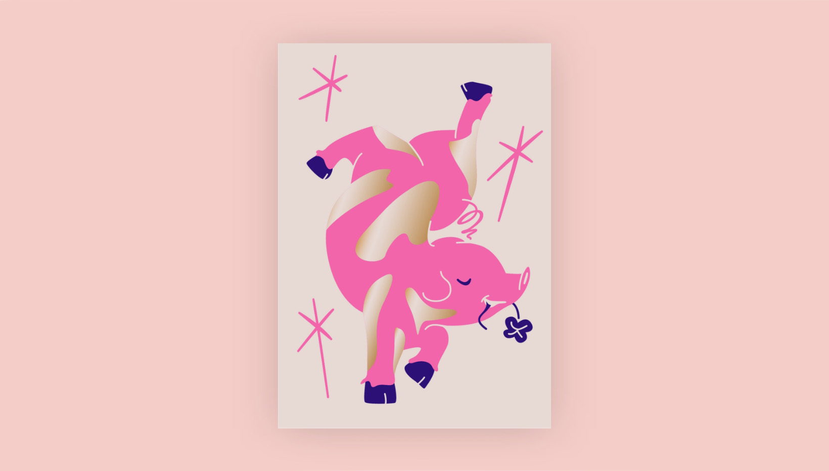 New Years Pig Postcard